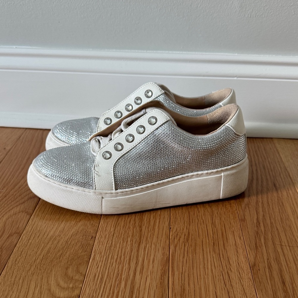 Alex Marie Silver and White Sneakers